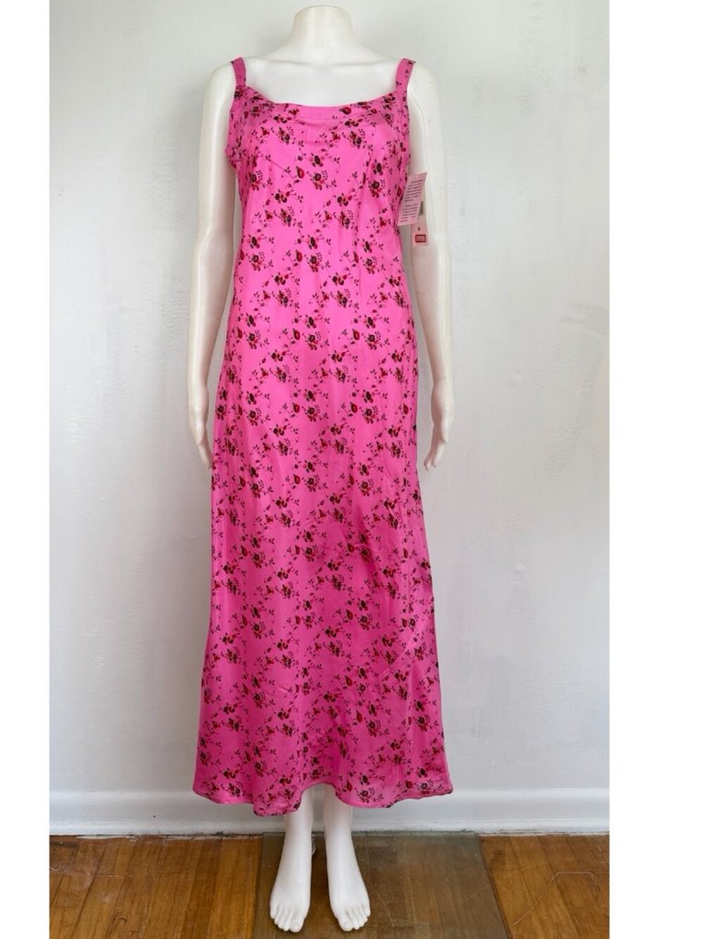 Vintage Bias Cut Floral Print Slip Dress Size Small 90s Evan Picone Maxi Pink